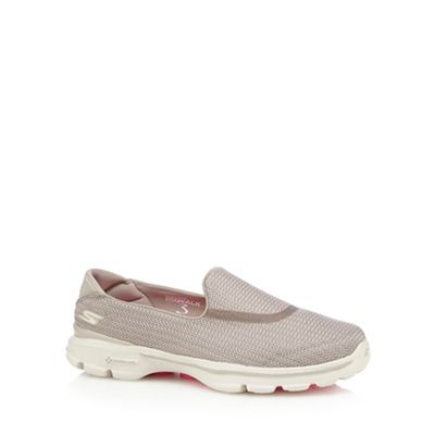 Natural 'Go Walk 3' slip-on trainers